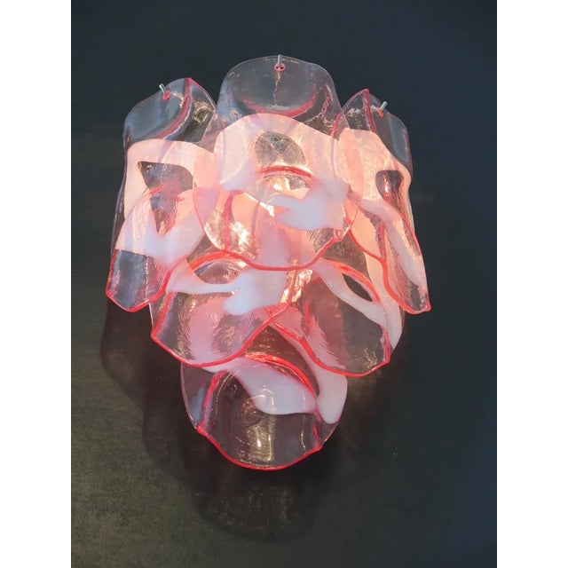 Metal Murano 6 Pink/Rose Lattimo Glass Sconces - a Pair For Sale - Image 7 of 10