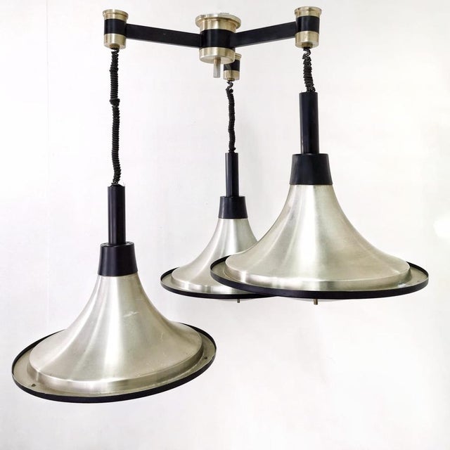 Space Age Ceiling Light in Glass and Aluminum, in Good conditions. Designed 1960 to 1969 Up to 250V (Europe/UK...