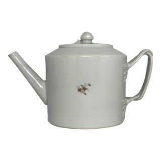 18th Century Chinese Export Drum-Style Teapot With Twisted Handle For Sale