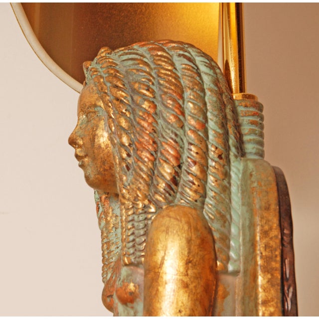 Vintage Italian Lamps Ceramic Figural Table Lamps King Tut and Cleopatra - A Pair For Sale - Image 10 of 13