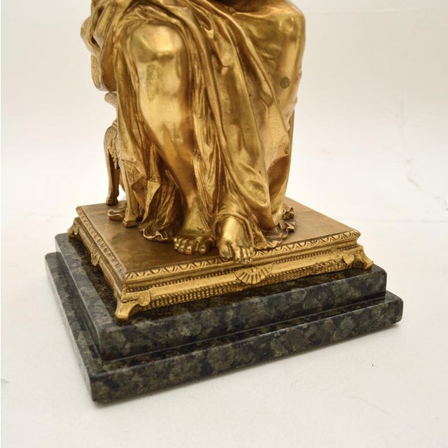 Cream Antique Victorian Gilt Bronze and Marble Table Lamps, 1880s, Set of 2 For Sale - Image 8 of 11