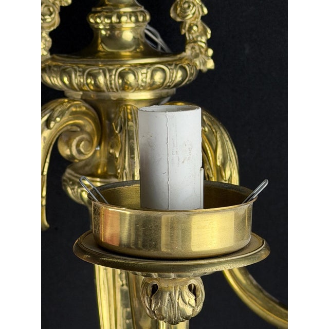 Vintage French Louis XVI Style Gilt Bronze Wall Sconce, 1950s For Sale - Image 9 of 11
