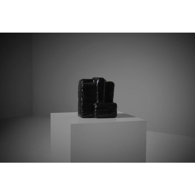 Vintage Black Ceramic Cubist Sculpture, 1970s For Sale - Image 3 of 10