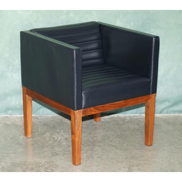 Dice Armchairs in Walnut and Black Leather by David Linley for Viscount, Set of 2 For Sale - Image 14 of 18