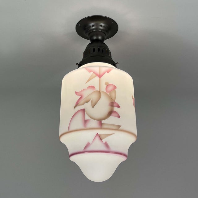 Art Deco Frosted Glass & Burnished Metal Flush Mount, Germany, 1930s For Sale - Image 14 of 16