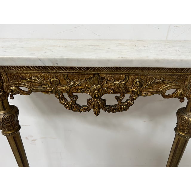 Louis XVI Style Console in Chased Bronze, 20th Century For Sale - Image 9 of 12