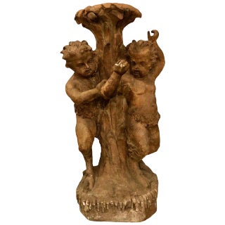 Late 18 or Early 19th Century Terracotta Putti Figural Fountain / Planter Base For Sale