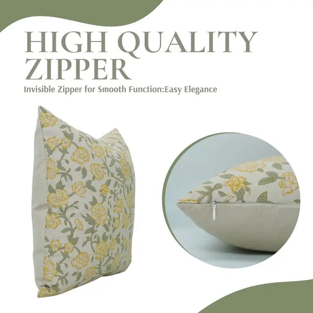 Art Deco Fabdivine Handmade Block Printed Cushion Cover 14x20 Inch Cotton Linen-Mrignayani For Sale - Image 3 of 5