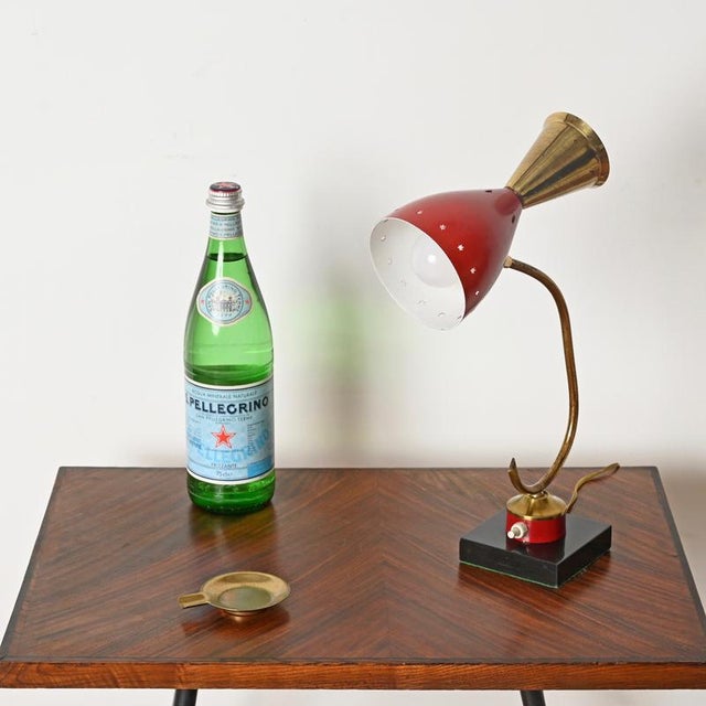Metal Adjustable Table Lamp in Brass and Red Metal from Stilnovo, Italy, 1950s For Sale - Image 7 of 15