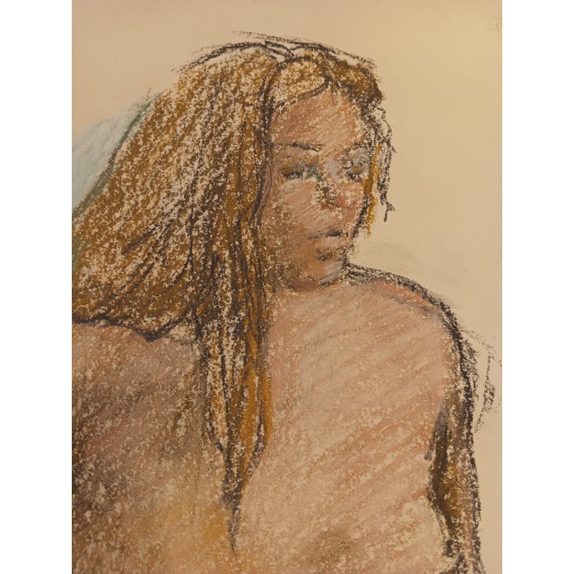 Marcia B. Bouton " Nude Pensive" ~ original pastel '72 [1919-2014] > Bouton nudes are gentle and surrealist in design....