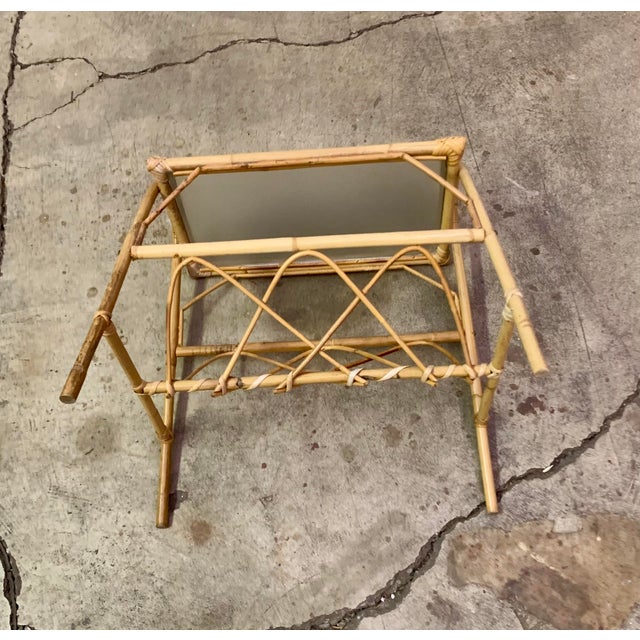 Italian Midcentury Rattan & Bamboo Side Table / Magazine Rack, 1950/60s For Sale - Image 12 of 12
