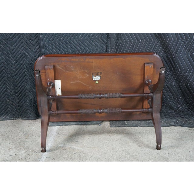 1940s Imperial Duncan Phyfe Regency Mahogany Tooled Leather Coffee Cocktail Table For Sale - Image 15 of 18