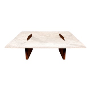 Limestone Coffee Table by Jorge Zalszupin in Rosewood & Marble, Brazil, 1959 For Sale