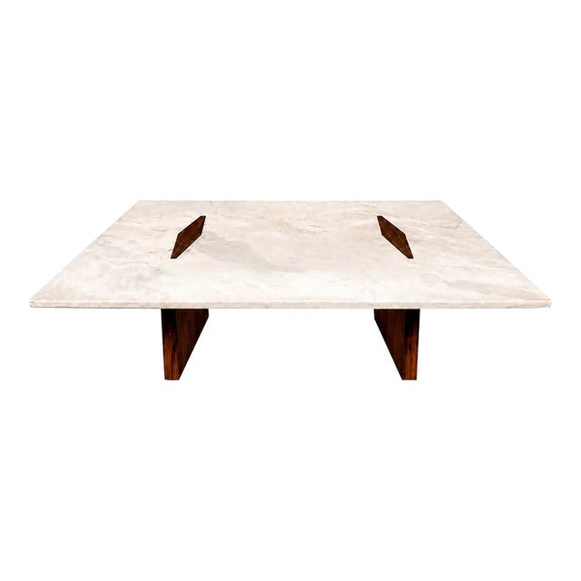 Limestone Coffee Table by Jorge Zalszupin in Rosewood & Marble, Brazil, 1959 For Sale