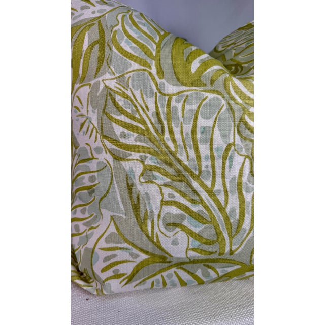 Custom pair of 22" pillows covered in Christopher Farr Cloth "Mille Feulle" in color pistachio and backed in a...