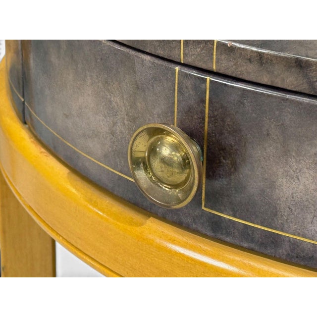 Tommi Parzinger, Nightstands, Bleached Mahogany, Leather, Usa, 1930s For Sale - Image 11 of 14