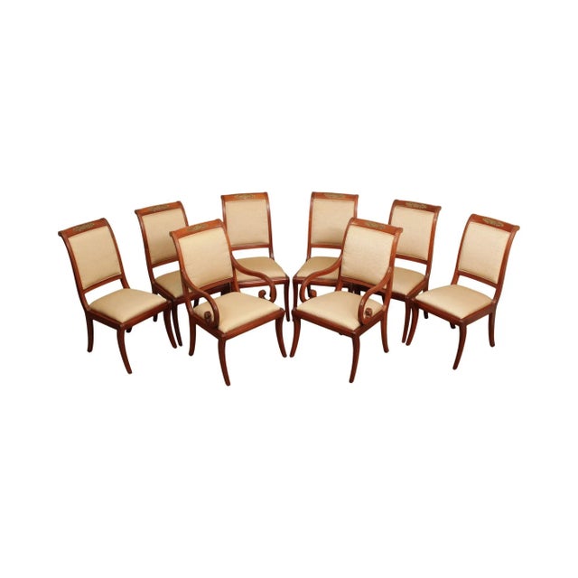Late 20th Century French Empire Style Mahogany Ormolu Mounted Dining Chairs Attributed to Henredon - Set of 8 For Sale - Image 13 of 13