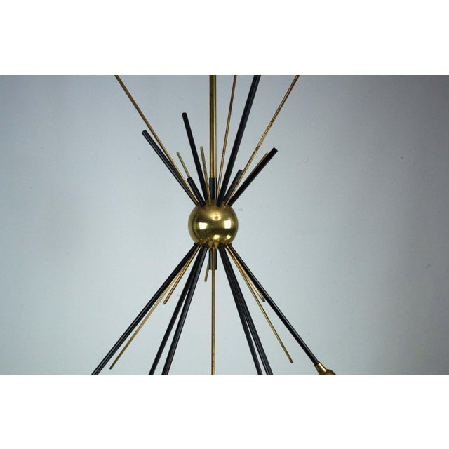 Mid-Century Italian Brass and Opaline Glass Chandelier from Stilnovo, 1950s For Sale - Image 14 of 16