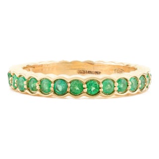 Stackable Round Cut Emerald Band Ring in 14k Gold Size 7 For Sale