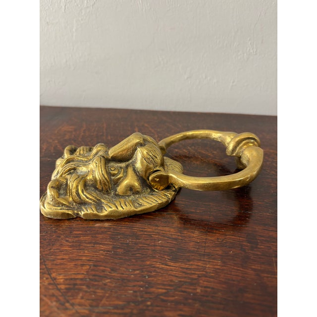 Vintage English Brass Lion Door Knocker For Sale - Image 4 of 5