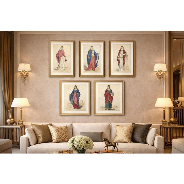 Gaulish to Carolingian Women’s Costume, French Historical Prints, 5-Plate Set, ca. 1860 A refined and visually cohesive...