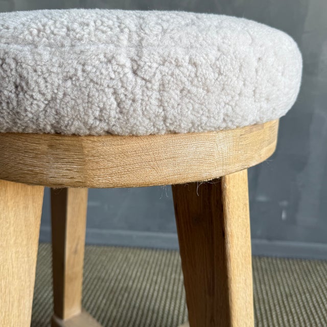 Jasper White Oak Swivel Stool With Genuine Sheepskin Upholstery in Natural For Sale In Los Angeles - Image 6 of 12