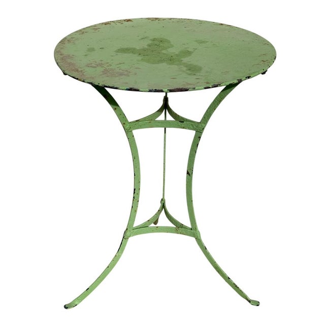 Magnificent wrought iron side table from the Napoleon III period, painted green