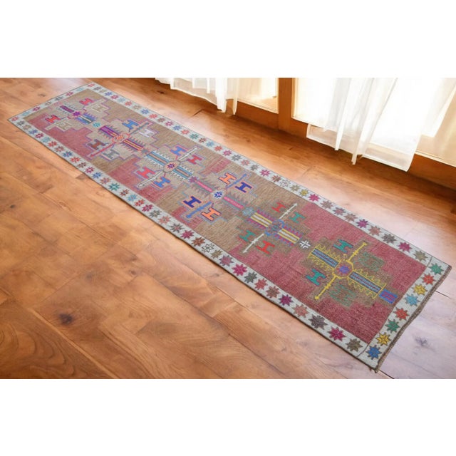 1960s Distinctive Kurdish Runner Herki Rug. Hand-Knotted Tribal Hallway Rug - 2′10″ × 11′9″ For Sale - Image 5 of 12