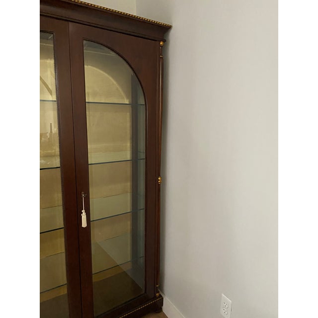1980s Luxury Caspani Tino Made in Italy Mahogany Vitrine Cabinet With 24k Gold, Silk Velvet& Beveled Glass For Sale - Image 10 of 10