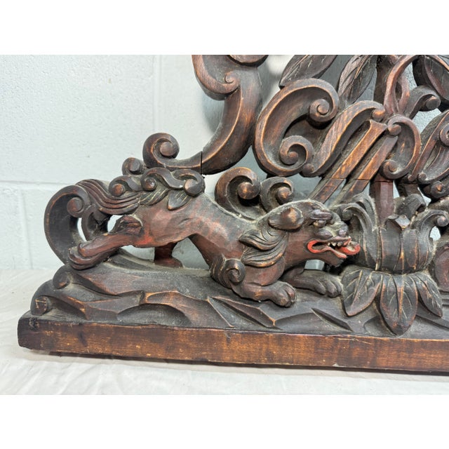 Large Antique 19th Century Carved Wood Architectural Salvage Pediment Sculpture For Sale In New York - Image 6 of 12
