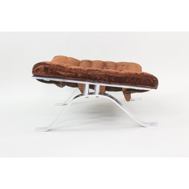 Brown 1960s Attributed to Arne Norell "Ari" Chrome & Brown Velvet Lounge Chair With Ottoman For Sale - Image 8 of 11