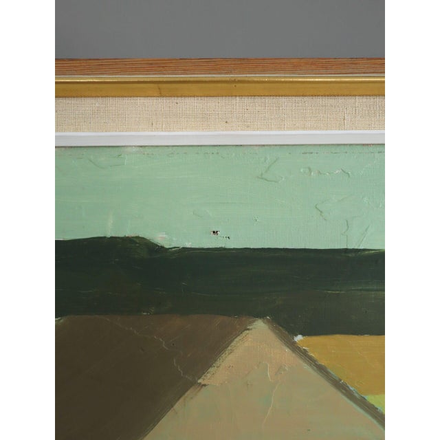 1967 Mid-Century Modern 'Golden Fields' Vintage Swedish Geometric Abstract Landscape Oil Painting, Framed For Sale - Image 9 of 15