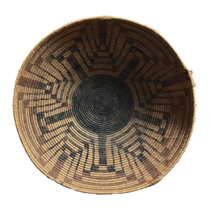 Antique Pima Gathering Basket With Two-Tone Squash Blossom Design