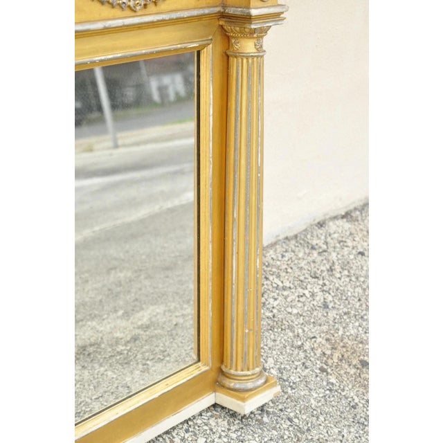 Antique Large 83" Victorian Gold Giltwood Figural Triple Overmantle Mirror For Sale - Image 12 of 12