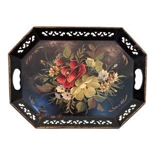 Vintage Black Tole Tray For Sale