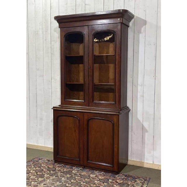 English Mahogany Double-Section Bookcase, 19th Century For Sale - Image 4 of 18