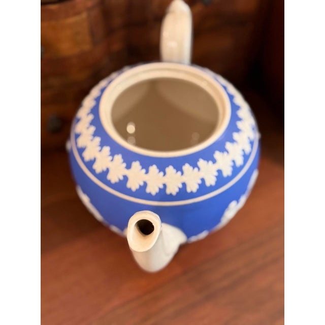 Ceramic Early 20th Century Copeland Spode Jasperware Style Antique Blue and White Teapot For Sale - Image 7 of 13