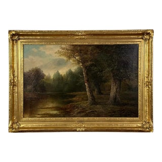 Hudson River School Landscape With River and Mountain by Howard Gaylor, Signed, Oil on Canvas, Newcolm-Macklin For Sale