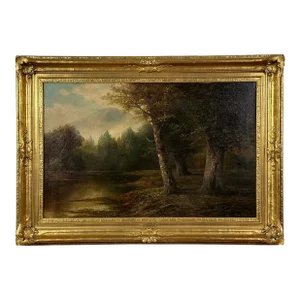 Hudson River School Landscape With River and Mountain by Howard Gaylor, Signed, Oil on Canvas, Newcolm-Macklin