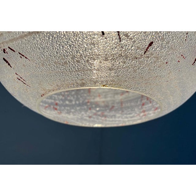 Mid-Century Modern German Space Age Glass Pendant Lamp with Red Paint Splashes, 1960s For Sale - Image 9 of 18