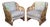 Pair of Vintage Fretwork Burnt Bamboo Upholstered Club Chairs For Sale
