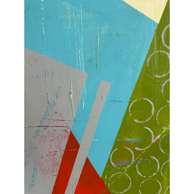 Large Color Block Geometric Acrylic Painting – Modern Abstract Canvas Art For Sale - Image 10 of 11