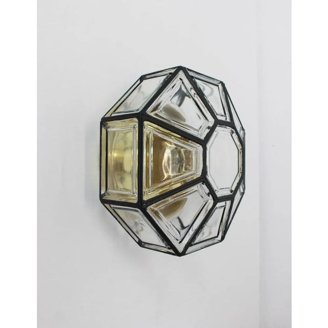 German Iron and Clear Glass Flushmount by Limburg, 1960s For Sale - Image 6 of 8