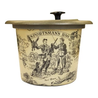 1950s Paul Desmond Brown Sportsman's Bag Ice Bucket With Lid For Sale