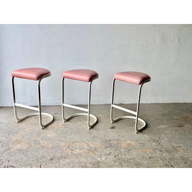 1990s Vintage Postmodern Bar Stools Milo Baughman Style Cantilever Cal ...