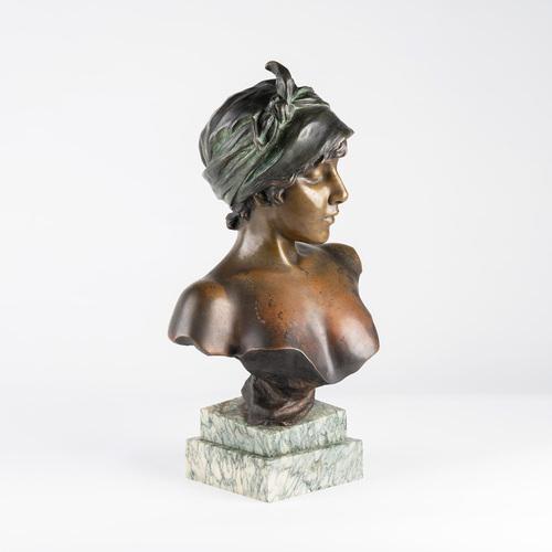 Art Nouveau Sculpture, 1900, Bronze on Marble Base For Sale - Image 10 of 12