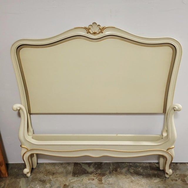 Vintage Drexel French Provincial Off-White Twin Beds, Pair With Nightstand For Sale - Image 9 of 11