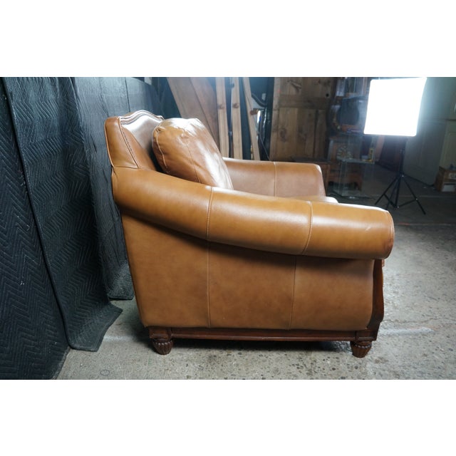 Animal Skin Vintage Rapallo Oversized Leather Club Lounge Reading Library Armchair 45" For Sale - Image 7 of 18