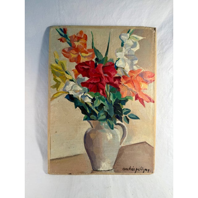 A beautiful French oil on board, still life. Acquired in the South of France.