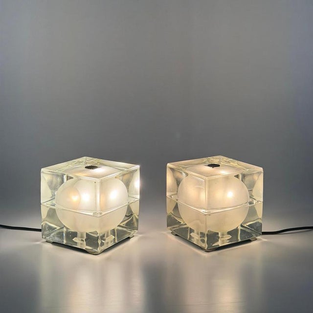 Metal Satin Cubosfera Lamps by Mendini for Fidenza Vetraria, 1960s, Set of 2 For Sale - Image 7 of 18